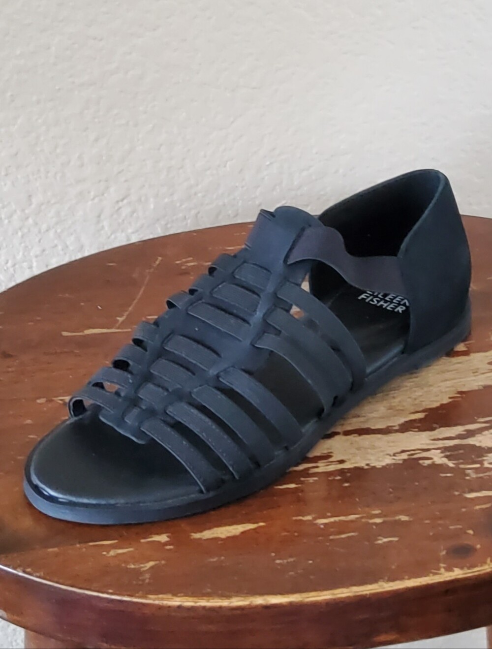 Eileen Fisher Rato Black Suede Strappy Fisherman Sandals Women Size 5 NWOB